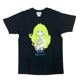 水森亜土 半袖Tシャツ サムワン ブラック S 亜土ちゃん
