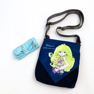 水森亜土 ショルダーバッグ エコバッグセット  ネイビー フラワー 亜土ちゃん
