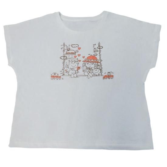 水森亜土 ドルマンスリーブTシャツ ブランコ ホワイト 亜土ちゃん