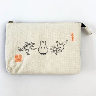 <img class='new_mark_img1' src='https://img.shop-pro.jp/img/new/icons15.gif' style='border:none;display:inline;margin:0px;padding:0px;width:auto;' />ミッフィー Miffy×鳥獣戯画 3ルームキャンパスポーチ コスメポーチ ブルー