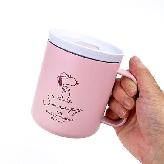 お見舞い スヌーピー PEANUTS ピンク ステンレスマグ マグカップ・食器