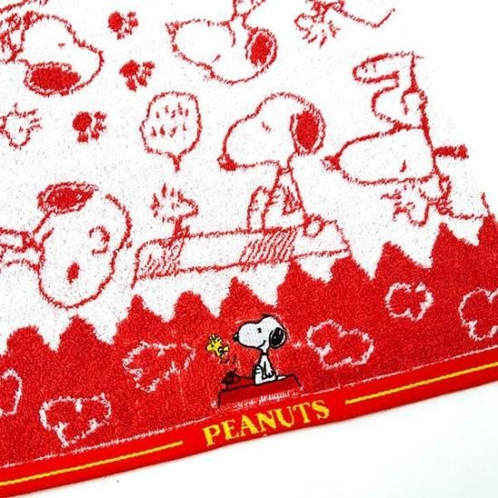 非売品　スヌーピー　フェイスタオル　あべのキューズモール店限定 スヌーピー PEANUTS フェイスタオル ドッグハウス レッド タオル