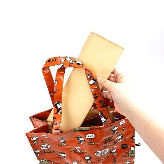 ルートート SNOOPY バッグ 鞄 ラミネート加工 キャンプ オレンジ