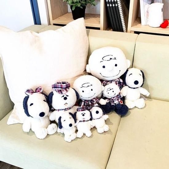 スヌーピー ブルーベリーチェック ベル マスコット ぬいぐるみ ボール