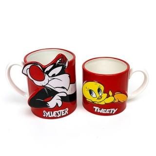 LOONEYTUNES トゥイーティー＆シルベスター トゥイ―ティー＆シルベスターペアマグ マグカップ レッド