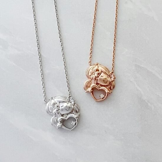 受注生産】 誕生石ネックレス 水森亜土 ピンクゴールド 4月