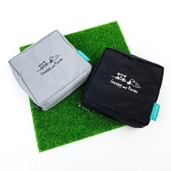 スヌーピー PEANUTS スクエアポーチ GY SN&ファーロン ポーチ グレー