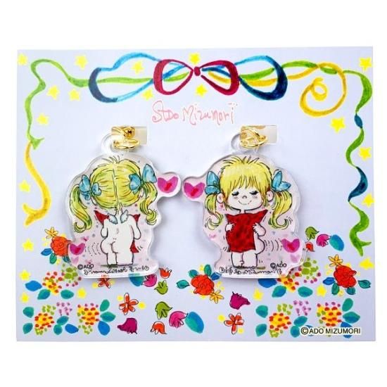水森亜土 アクリルイヤリング ハート 亜土ちゃん アクセサリー