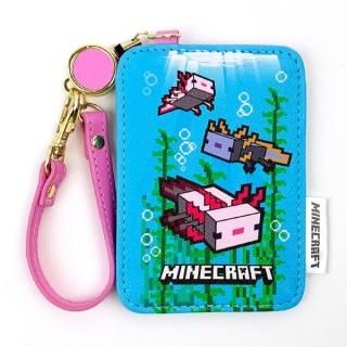 マインクラフト Minecraft ウーパールーパー リール付きパスケース 定期入れ 通勤通学 ブルー