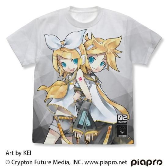 鏡音リン・レン フルグラフィック Tシャツ ホワイト Sサイズ 鏡音リン・レン フルグラフィック Tシャツ ホワイト Sサイズ