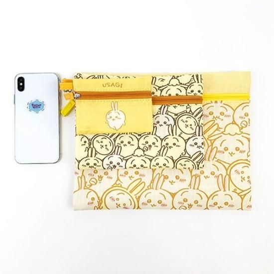 ちいかわ 3連 ポーチ ぎゅぎゅっと うさぎ 小物入れ 学校 オフィス