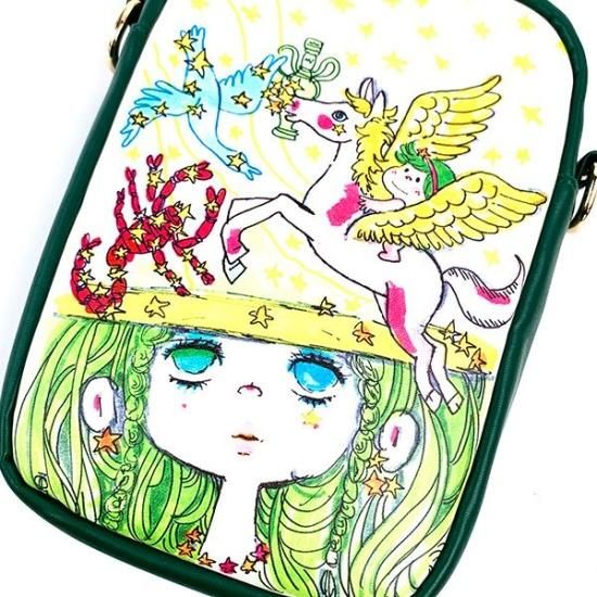 水森亜土　グッズ 水森亜土 亜土ちゃん 2WAY ミニショルダー 星座 グリーン