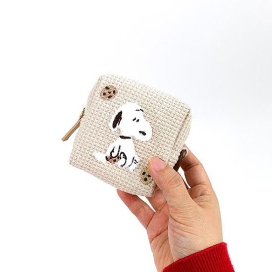 スヌーピー ミニポーチ（カラビナ付き） ワッフルメッシュサガラ