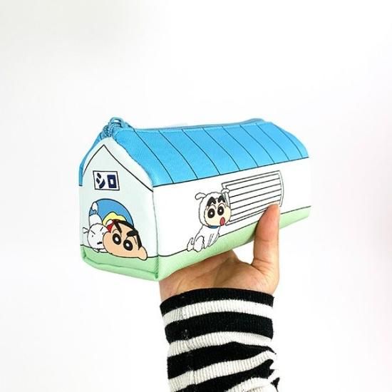 クレヨンしんちゃん シロの小屋型ペンポーチ 文房具 ブルー ブルー