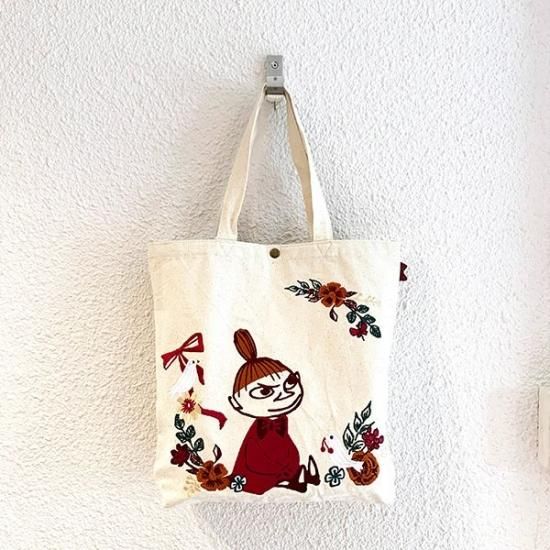 ムーミン フラワーギフトナチュラル刺繍帆布 トートバッグ ムーミン フラワーギフトナチュラル刺繍帆布 トートバッグ
