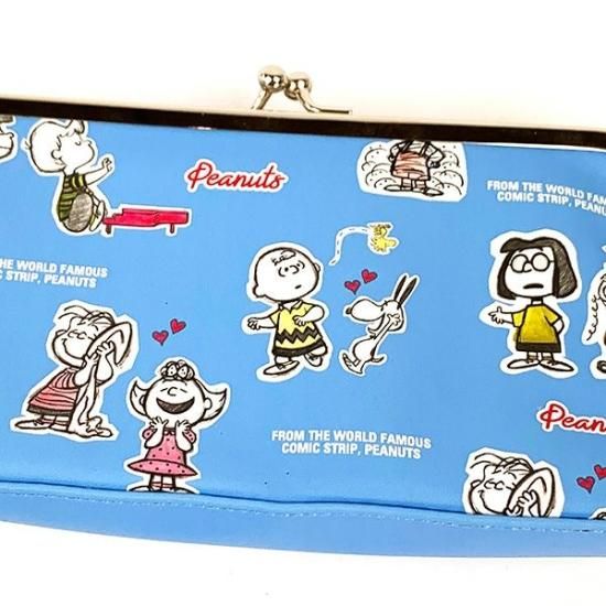 スヌーピー 口金ペンポーチ スケッチ PEANUTS 筆入れ ブルー