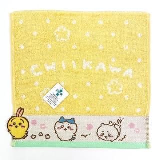 ちいかわ 走るちいかわたち ミニタオル ハンドタオル タオルハンカチ イエロー