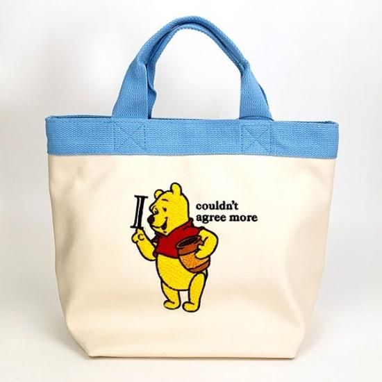 ディズニー くまのプーさん PUさがら刺繍ミニトートバッグ ディズニー くまのプーさん PUさがら刺繍ミニトートバッグ