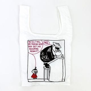 ムーミン ふきげんレッド エコバッグ マルシェバッグ お買い物バッグ ホワイト