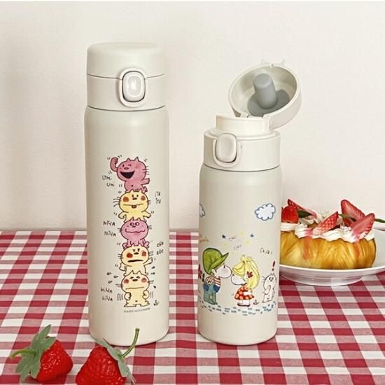 水森亜土 ワンプッシュボトル 480ml 亜土ちゃん 保温 保冷 水筒