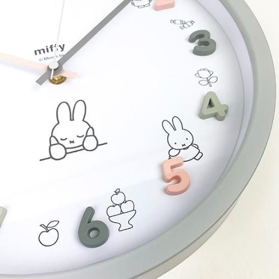 ミッフィー miffy アイコンウォールクロック グレー 掛け時計