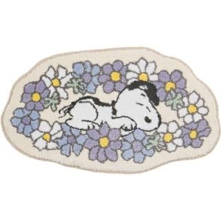 スヌーピー 花いっぱい アクセントマット ブルー インテリア 玄関 SNOOPY