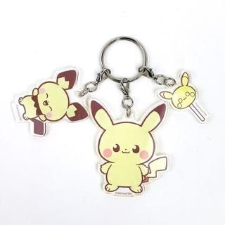 <img class='new_mark_img1' src='https://img.shop-pro.jp/img/new/icons15.gif' style='border:none;display:inline;margin:0px;padding:0px;width:auto;' />ポケットモンスター 3連アクリルキーホルダー ピカチュウ&ピチュー ポケモン キーアクセサリー