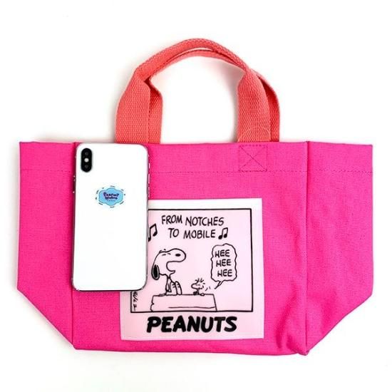 男の子向けプレゼント集結 スヌーピー ミニトートバッグ かばん ランチトート ピンク 弁当箱・水筒