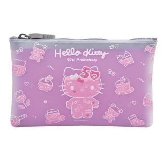 <img class='new_mark_img1' src='https://img.shop-pro.jp/img/new/icons15.gif' style='border:none;display:inline;margin:0px;padding:0px;width:auto;' />サンリオ　ハローキティ NUU CLEAR(ヌウクリア) シリコン クリア ポーチ ハローキティ50thアニバーサリー (パープル)