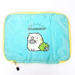 すみっコぐらし 衣類圧縮バッグ ねこ＆ざっそう 旅行 トラベル 出張 レジャー 収納 コンパクト グリーン