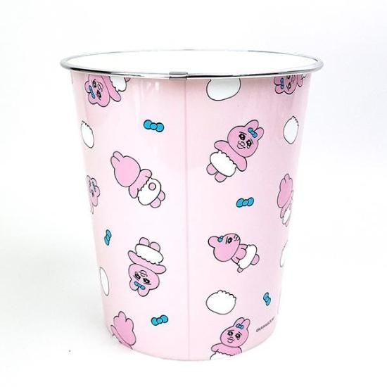 売り切れ リメイク ワンプッシュ式卓上ゴミ箱 紫花と白色たまごの