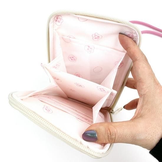 Ｕｓｅｄ　ｋａｔｅ　ｓｐａｄｅ　ウサギ耳　スマホショルダーバッグ　ピンクベージュ おぱんちゅうさぎ サガラ刺繍スマホショルダーバッグ （なみだ