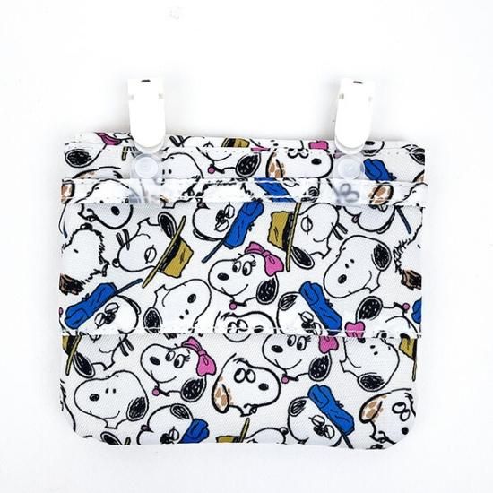 スヌーピー スクールシリーズ クリップポーチ マルチポケット チラシ柄