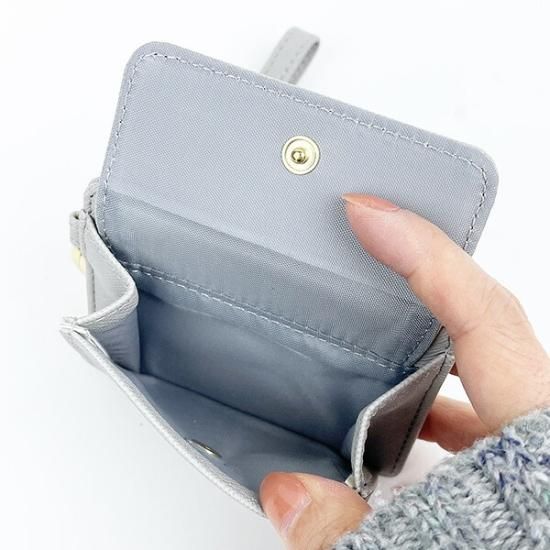 スヌーピー パス&コインケース グレー デスク刺繍 リール付き IC スヌーピー パス&コインケース グレー デスク刺繍 リール付き IC