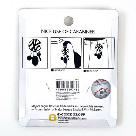 MLB ニューヨークヤンキース メタルダイカットカラビナ シルバー
