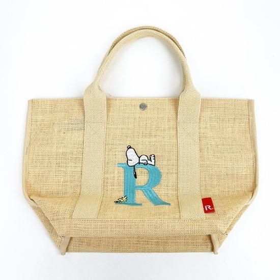 スヌーピー ジュートイニシャルトートバッグ〈R〉 ベージュ 天然