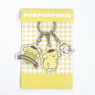 サンリオ ポムポムプリン 3連アクリルキーホルダー イエロー 日本製 Sanrio