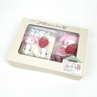 店内セール開催中!10％オフ対象商品! サンリオ マイメロディ ベビーギフトセット (ガーゼハンカチ・マルチクリップ・ガラガラ) 出産祝い 贈り物 Sanrio
