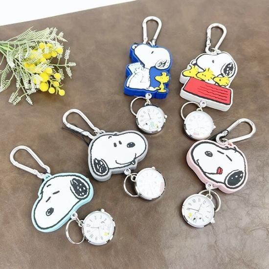 スヌーピー SNOOPY キーチェーン ラバーリールウォッチ 時計
