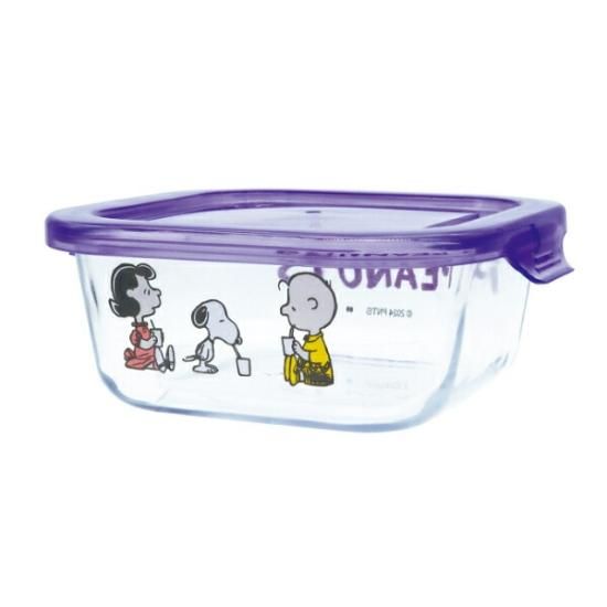 スヌーピー ガラスコンテナ（S） パープル ランチ キッチン SNOOPY