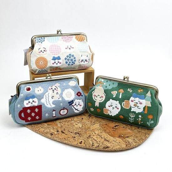 ちいかわ 畳刺繍がま口ポーチ (ベージュ) 小物入れ