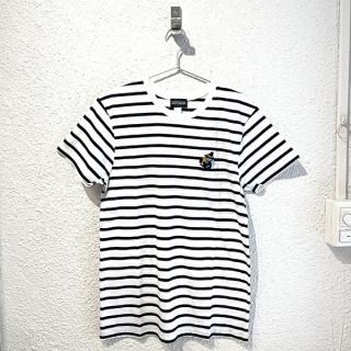 店内セール開催中!50％オフ対象商品! ムーミン スナフキン 刺繍ボーダーTシャツ ホワイト/ネイビー ケサカックシリーズ