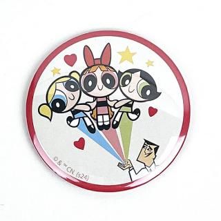 店内セール開催中!10％オフ対象商品! パワーパフガールズ 缶バッチミラー 鏡 パワパフ Power puff Girls 日本製
