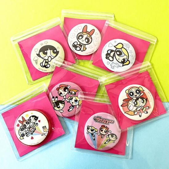 パワーパフガールズ 缶バッチミラー 鏡 パワパフ Power puff