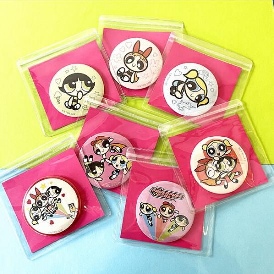 パワーパフガールズ 缶バッチミラー 鏡 パワパフ Power puff