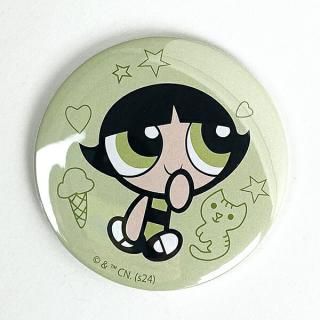 店内セール開催中!10％オフ対象商品! パワーパフガールズ 缶バッチミラー 鏡 パワパフ Power puff Girls 日本製