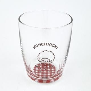 店内セール開催中!50％オフ対象商品! モンチッチ グラスS モンチッチくん 260ml 食器 キッチン チェック ブラウン