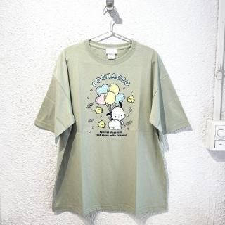 店内セール開催中!10％オフ対象商品! サンリオ ポチャッコ 35周年(35th) Ｔシャツ グリーン Sanrio