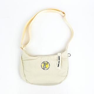 店内セール開催中!10％オフ対象商品! トムとジェリー BE HAPPY  ハーフムーンショルダーバッグ (ベージュ) TOM and JERRY