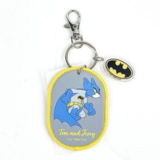 店内セール開催中!10％オフ対象商品! トムとジェリー×バットマン マッシュアップキーリング グレー チャーム キーホルダー